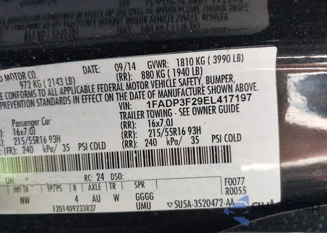 2014 Ford Focus Se из США, поврежденный, VIN 1FADP3F29EL417197